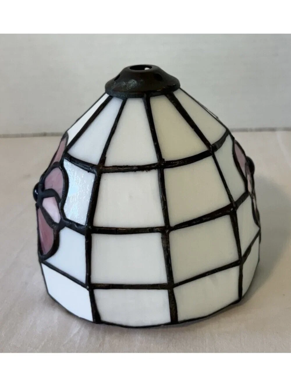 Vintage Tiffany Style Stained Glass Lamp Shade Only, 2 1/4 Fitting Bell Design